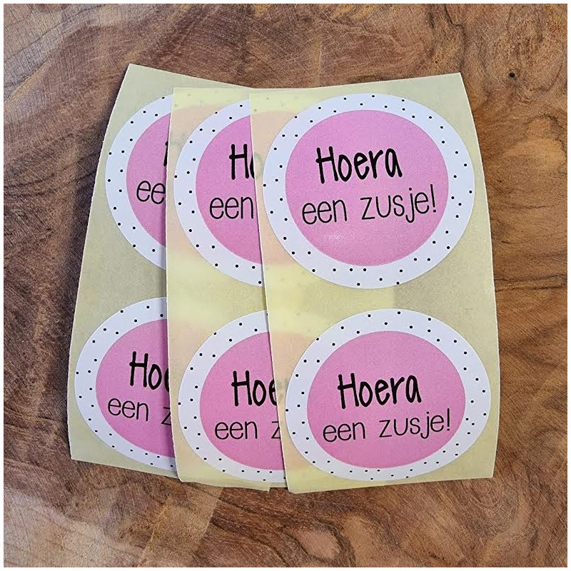 sticker zusje roze stip