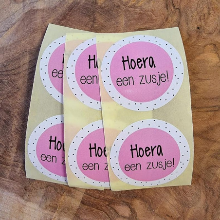 sticker zusje roze stip