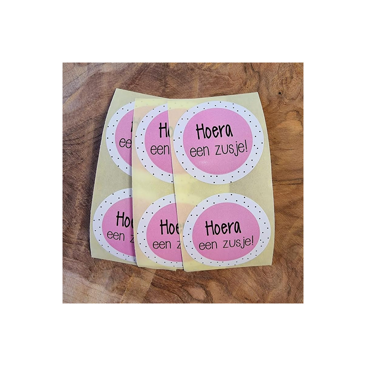 sticker zusje roze stip