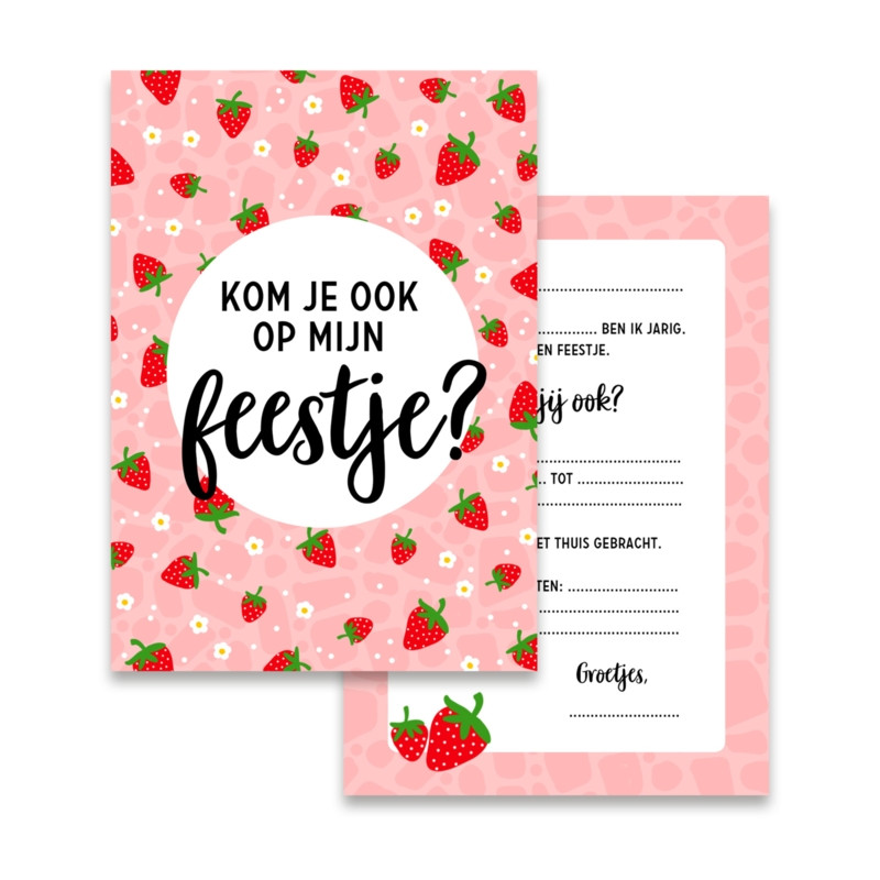 aardbei set uitnodigingen
