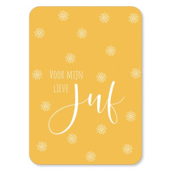 kaart lieve juf geel