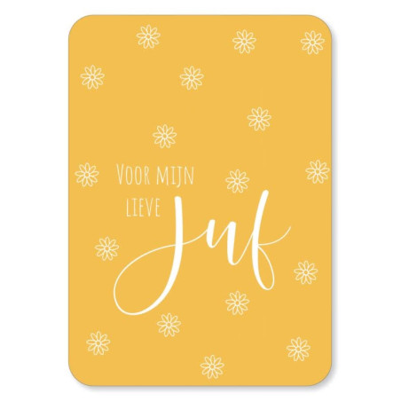 kaart lieve juf geel
