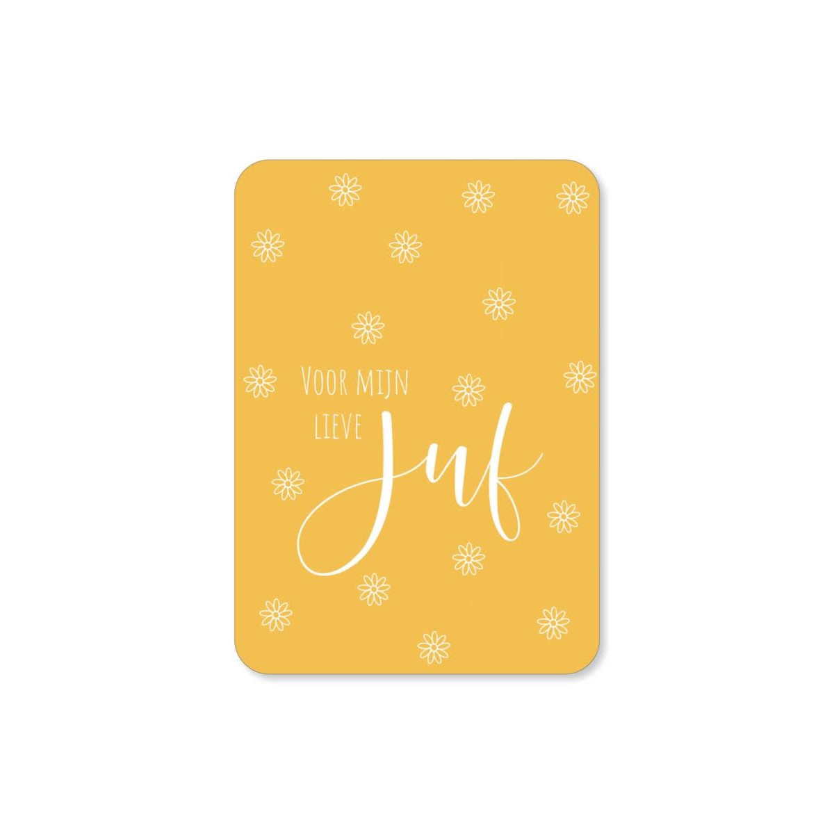 kaart lieve juf geel