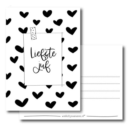 kaart liefste juf hartjesprint