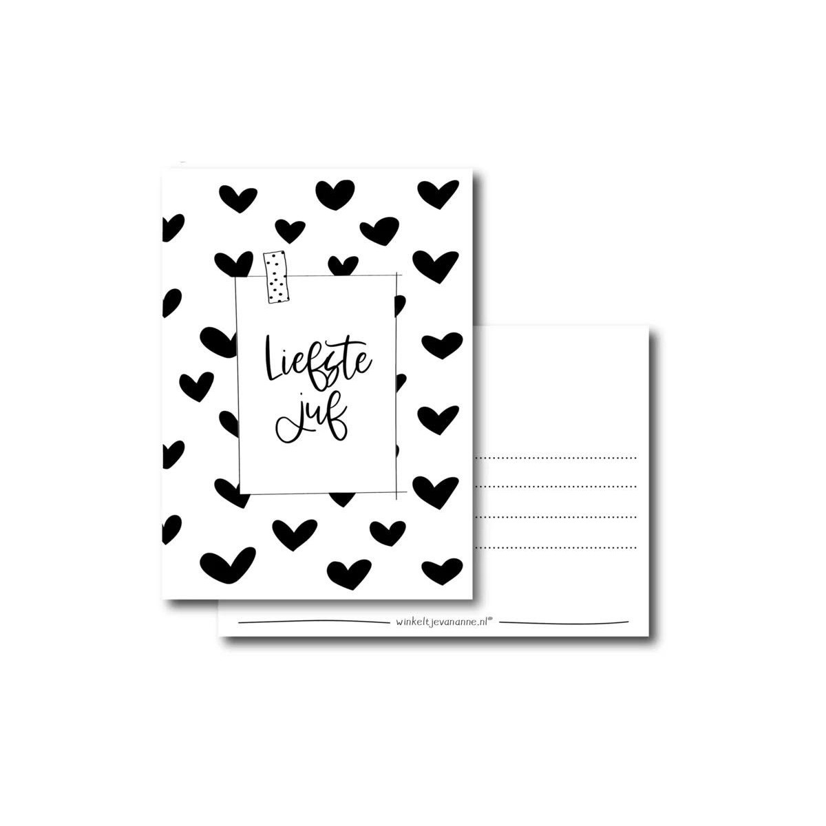 kaart liefste juf hartjesprint
