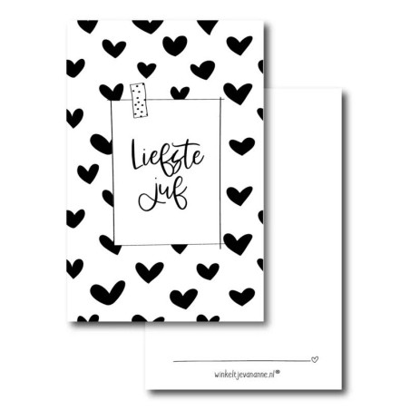 minikaart liefste juf hartjesprint