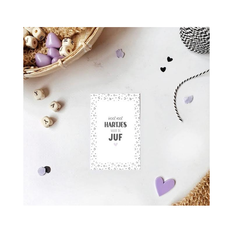 minikaartjes hartje juf