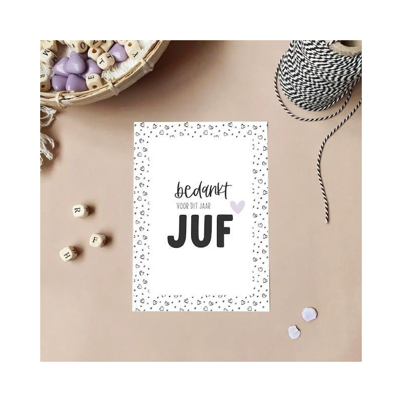 kaart bedankt voor dit jaar juf