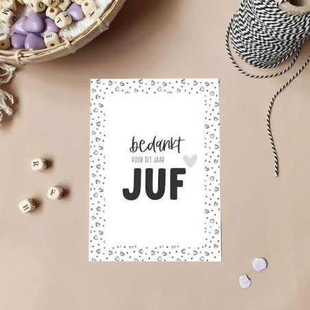 kaart bedankt voor dit jaar juf