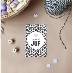 minikaart bedankt juf hartjes