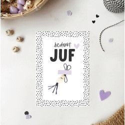 kaart gelukspoppetje bedankt juf