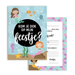 uitnodiging set zeemeermin