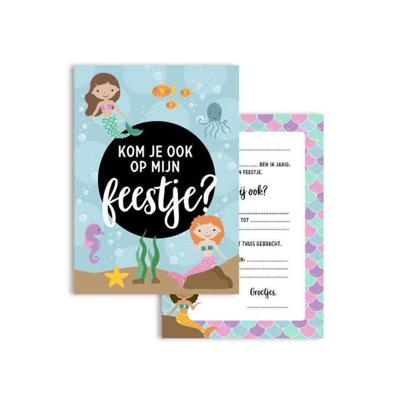 uitnodiging set zeemeermin