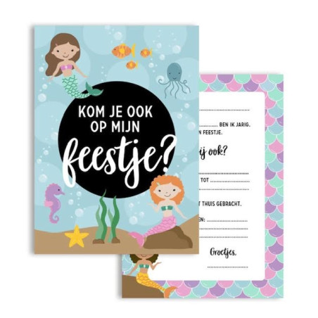 uitnodiging set zeemeermin