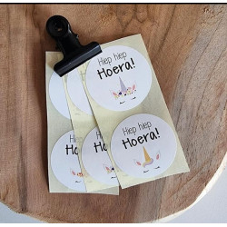 sticker hiep hiep hoera unicorn