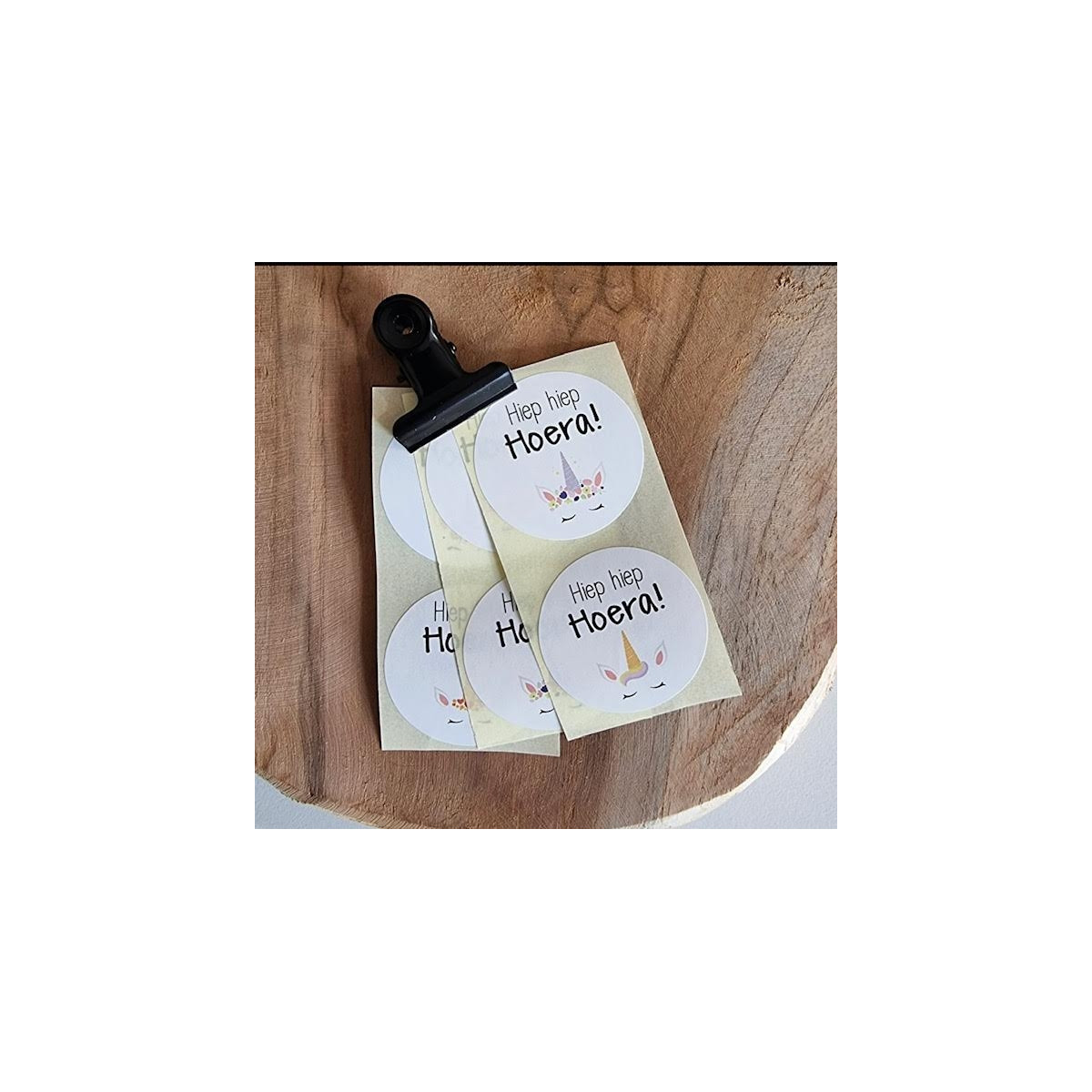 sticker hiep hiep hoera unicorn