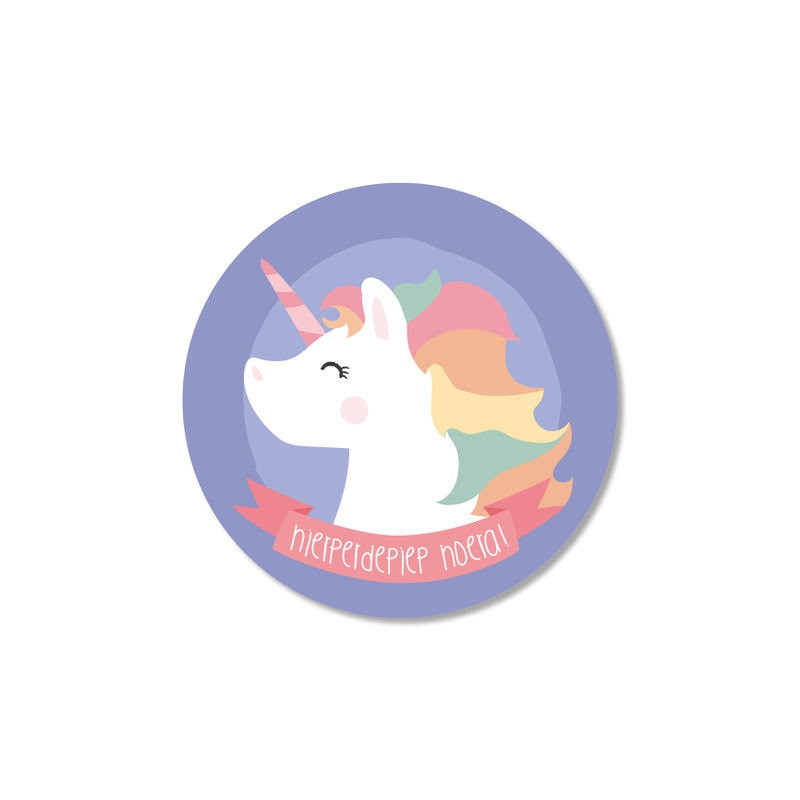 hieperdepiep hoera unicorn sticker