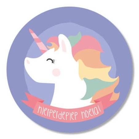 hieperdepiep hoera unicorn sticker