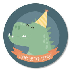 sticker dino hiep hiep hoera