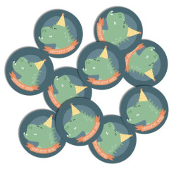sticker dino hiep hiep hoera