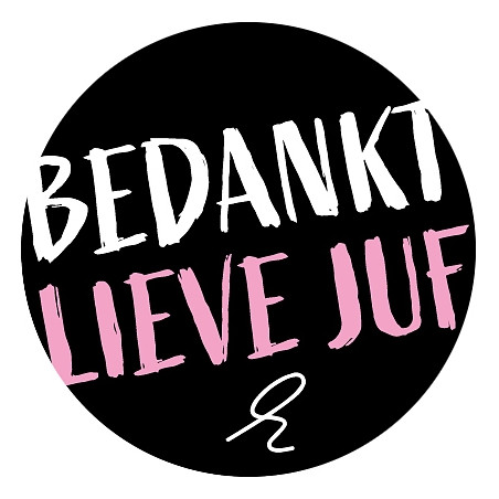sticker bedankt lieve juf krul
