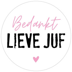 sticker bedankt lieve juf roze