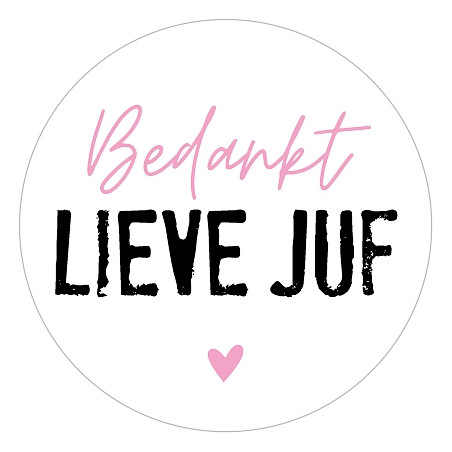 sticker bedankt lieve juf roze