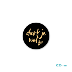 sticker dank je wel zwart goud