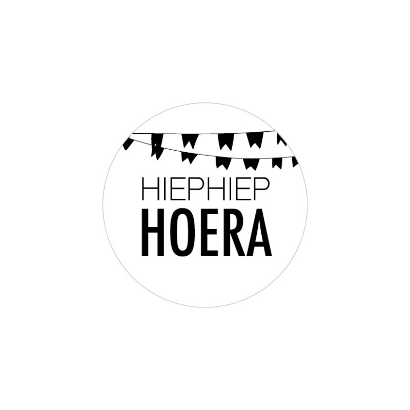 sticker hiep hiep hoera vlag wit
