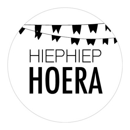 sticker hiep hiep hoera vlag wit
