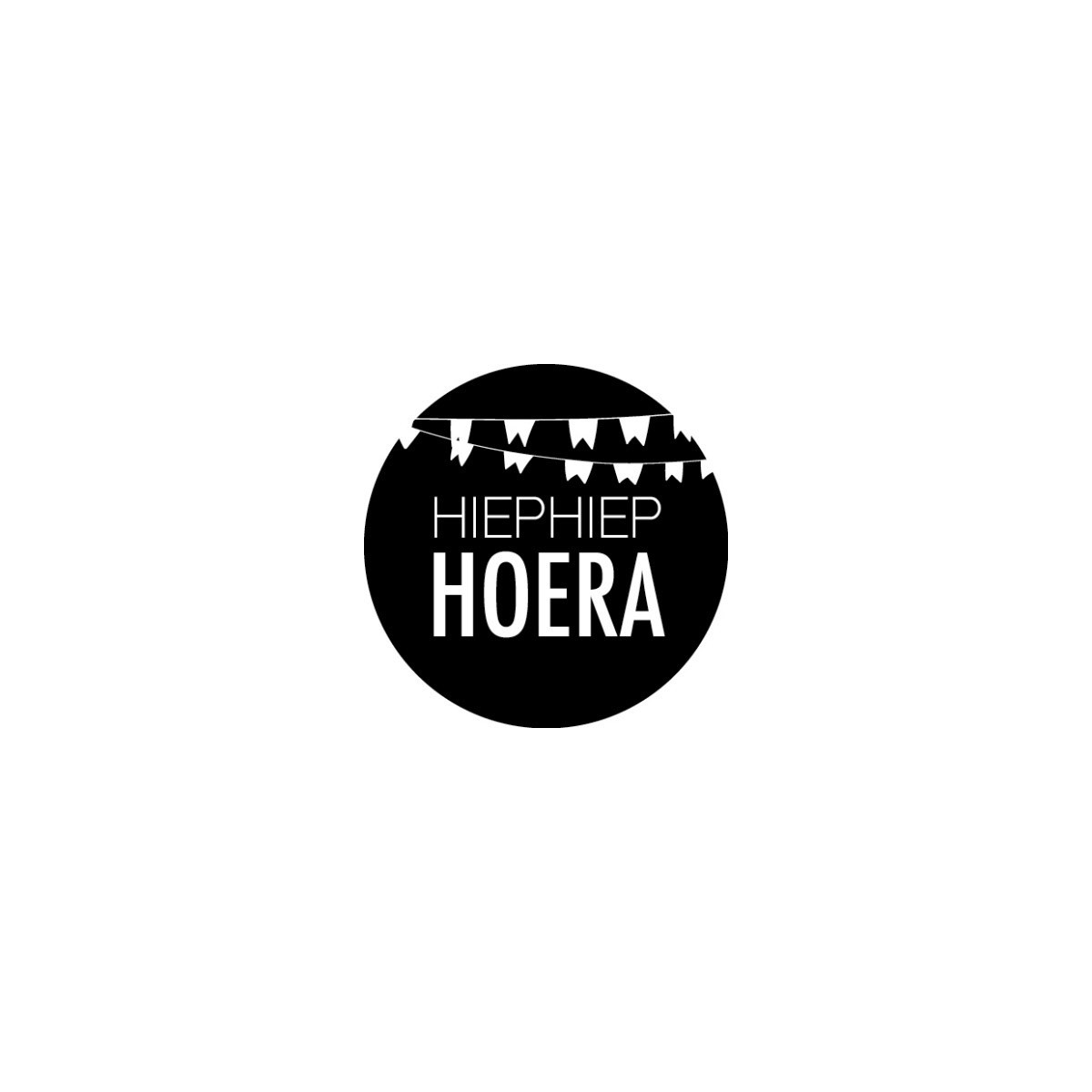 sticker hiep hiep hoera vlag zwart