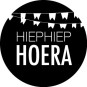 sticker hiep hiep hoera vlag zwart