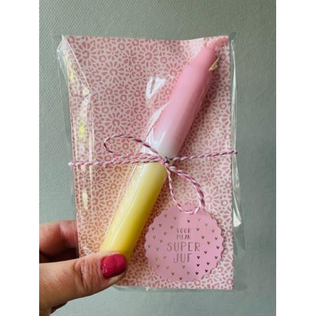 Dip dye kaars roze geel
