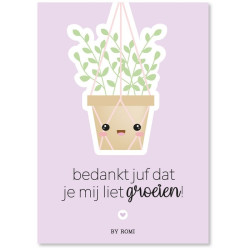 kaart bedankt juf groeien