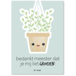 kaart bedankt meester groeien