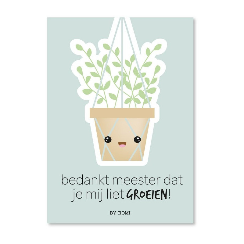 kaart bedankt meester groeien
