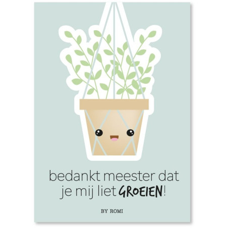 kaart bedankt meester groeien