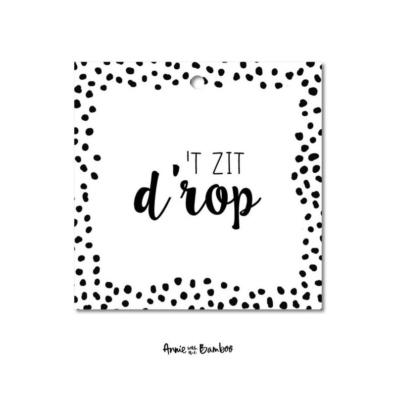 kadolabel drop zwart wit