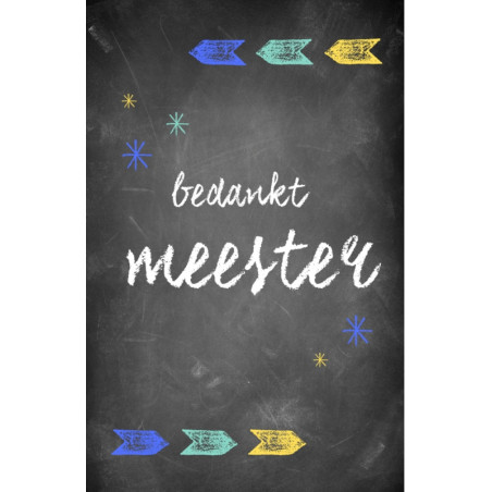 minkaart bedankt meester schoolbord