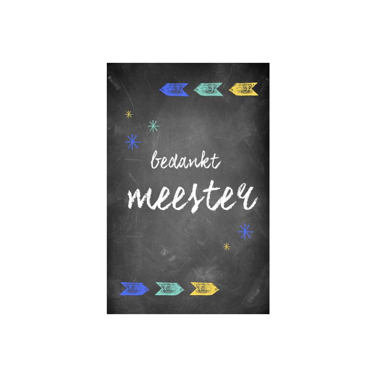 minkaart bedankt meester schoolbord