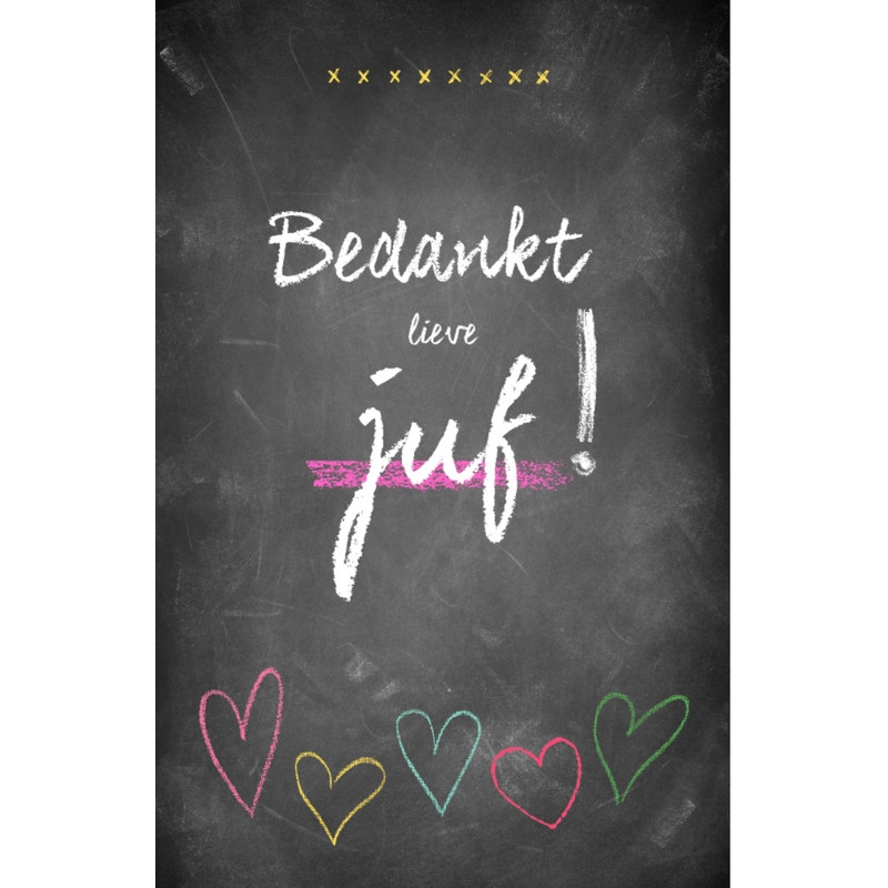 mini kaart bedankt lieve juf