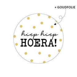 sticker wit hiep hiep hoera goud