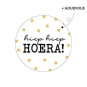 sticker wit hiep hiep hoera goud