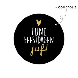 sticker fijne feestdagen juf