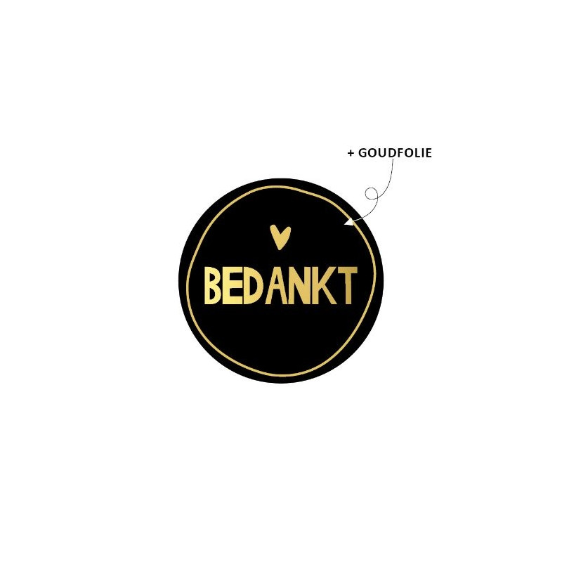 sticker bedankt goud zwart