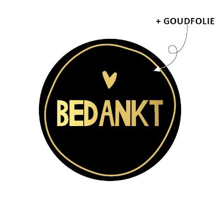 sticker bedankt goud zwart