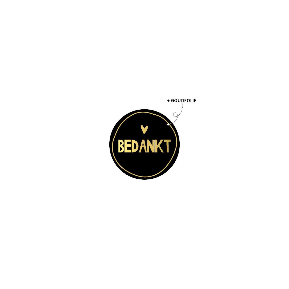 sticker bedankt goud zwart