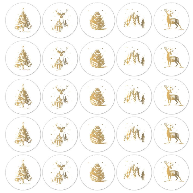 stickermix reindeer wit goud