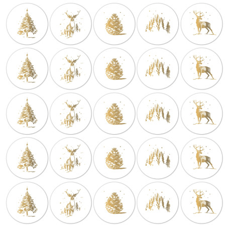 stickermix reindeer wit goud