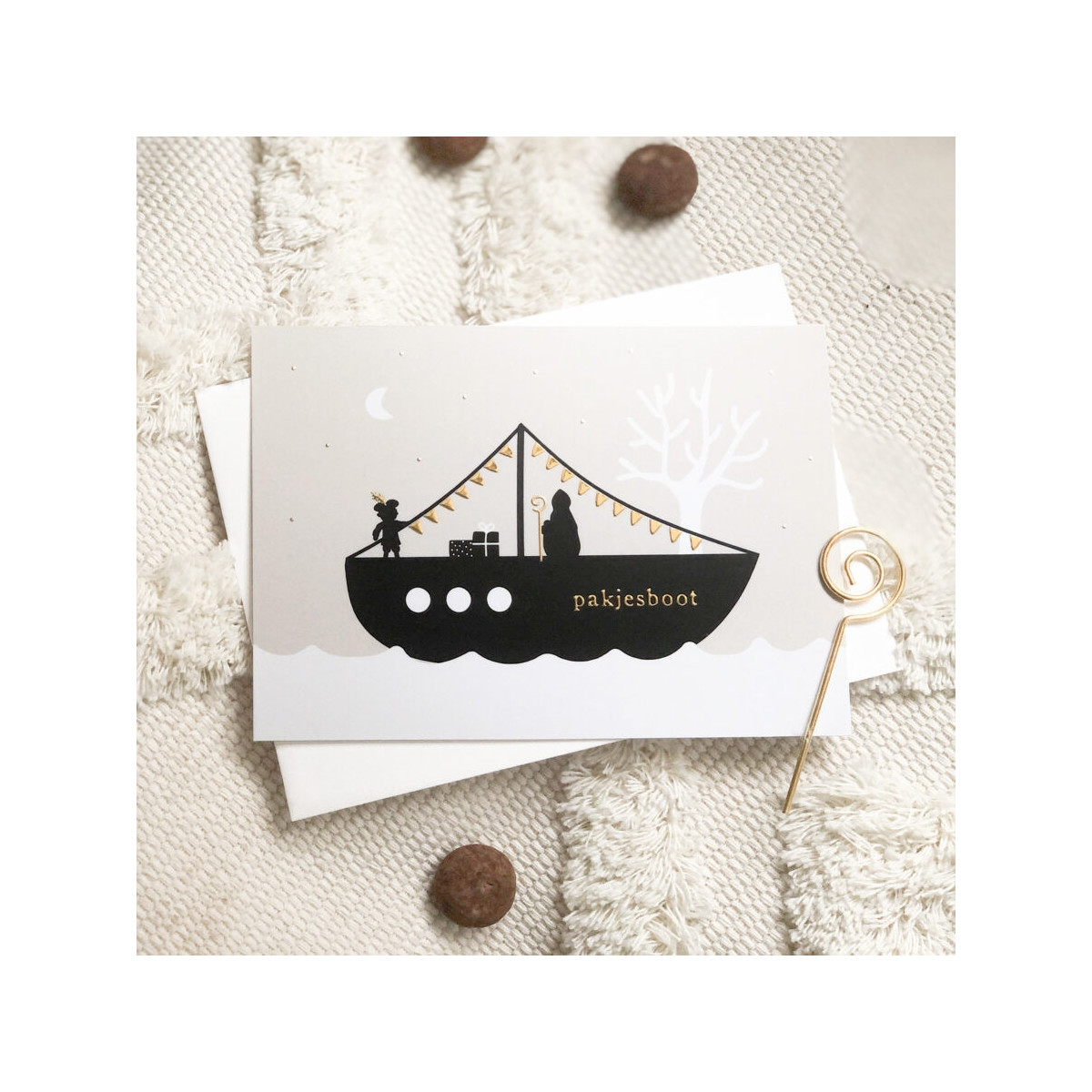 kaart pakjesboot goudfolie